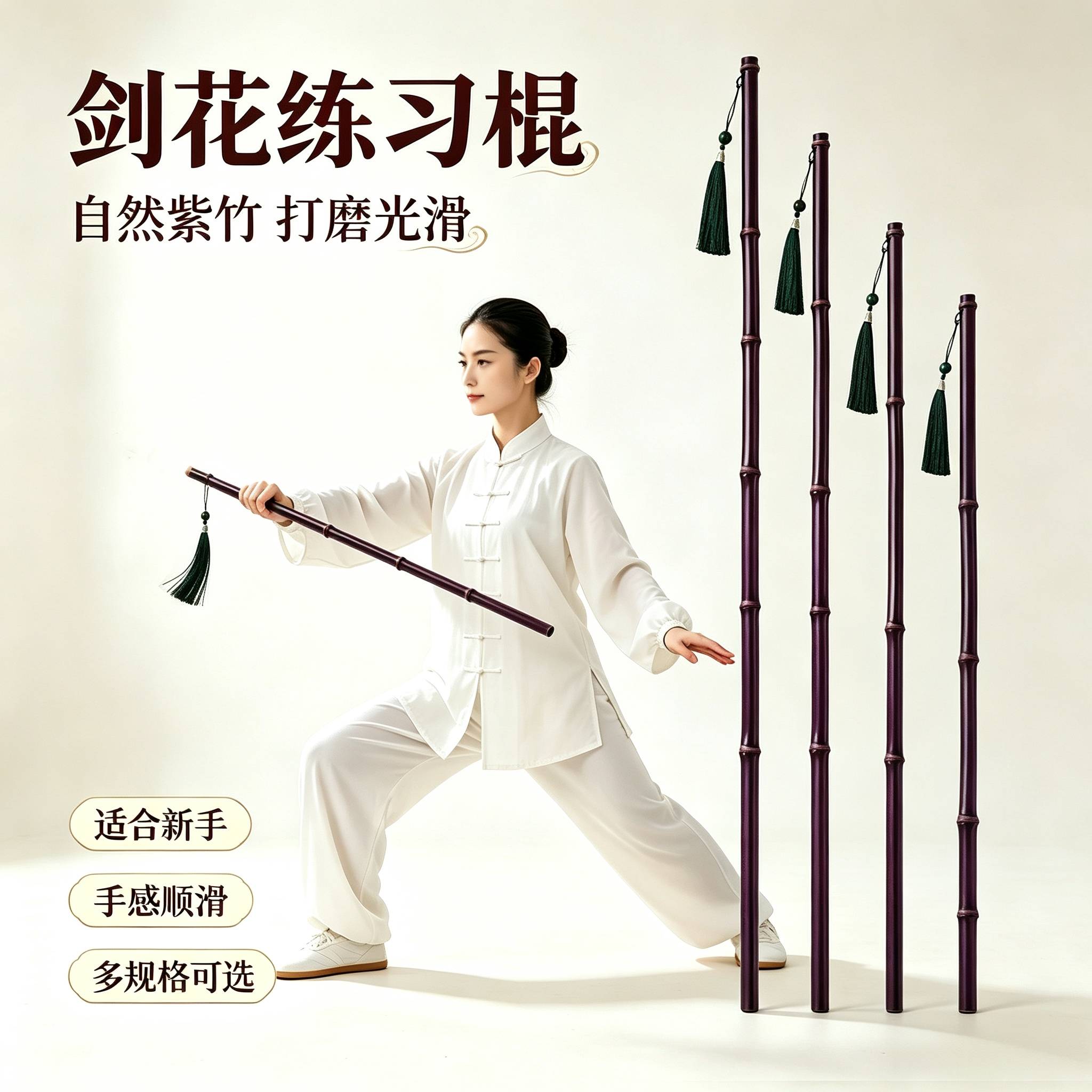 竹棍练剑细竹剑剑花练习棍子新手入门剑木剑初学者古风紫竹鞭晨练