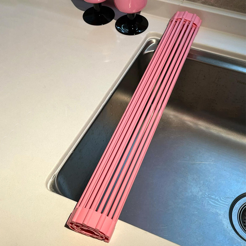 可折叠厨房置物架 彩色硅胶沥水架 多功能碗碟收纳架 耐高温食品