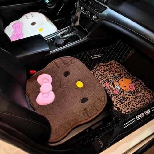 【新车的100个快递】卡通绒面猫咪汽车脚垫卫生间脚垫吸水小垫子