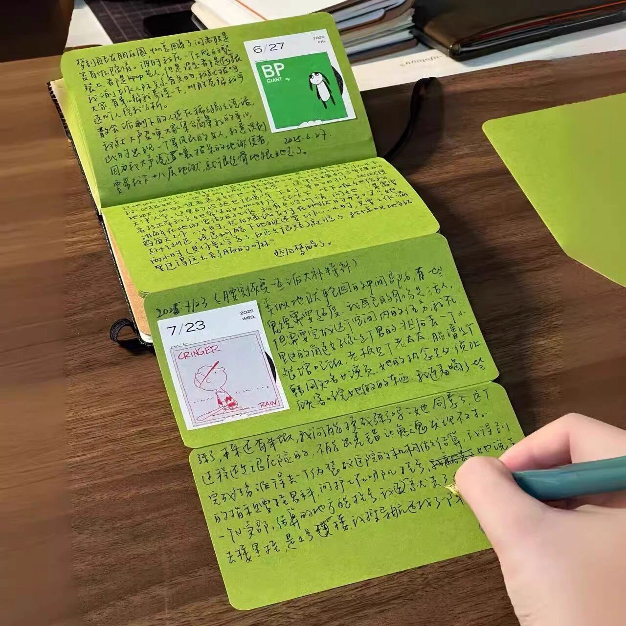 抹茶绿折页笔记本梦境日记本小众高颜值ins风手账本学生记事本子