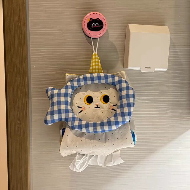 可爱猫咪纸巾袋挂式家用床头纸巾盒化妆室抽取式卫生纸袋宿舍悬挂