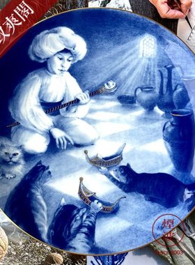 德国MEISSEN梅森瓷器 童话系列小矮人慕克 1986描金赏盘 挂盘25CM