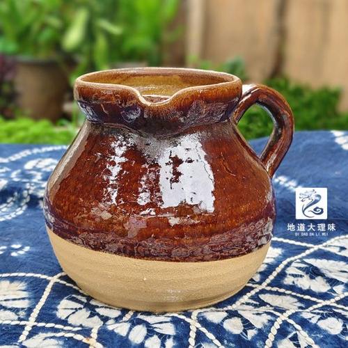 云南土陶冲茶罐大理白族特色手工柴烧三道茶粗陶壶杯家居餐厅储物