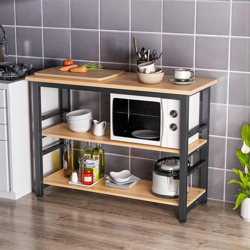 厨房切菜桌子家用简易长桌子操作台微F波炉储物架落地多层置物桌