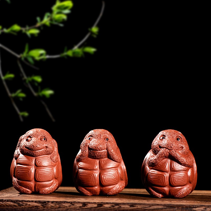 茶宠紫砂可养可爱三不小乌龟摆件小龟雕塑茶玩Q茶盘家居装饰小物