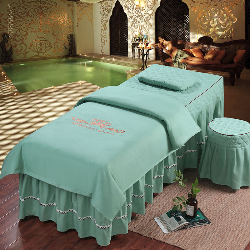 美容床罩四件套 美容院s美体洗头理疗推拿按摩床专用套件 简约床