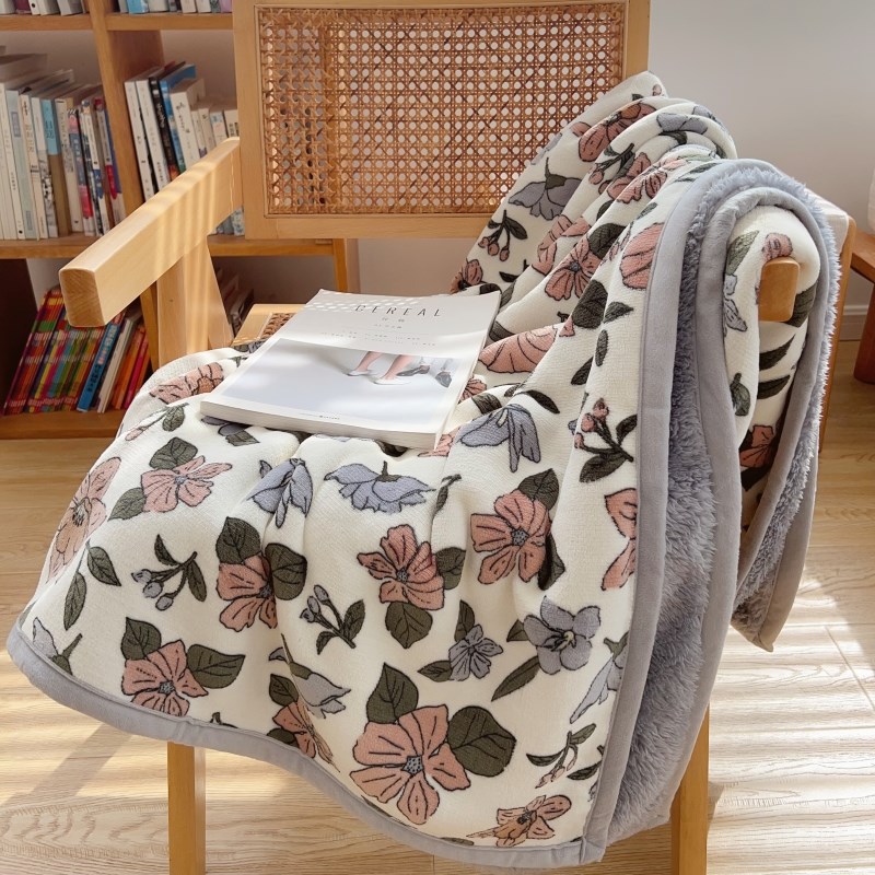 【在耳边】冬季双面加厚羊v羔绒毛毯办公室小被子法兰绒沙发盖毯