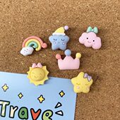 6个软萌晚安卡通可爱表情小图钉 饰按钉 毛毡软木板创意照片情景装