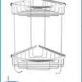 摩恩浴室置物架单层三角篮卫生间墙角双层收纳篮全铜90102 90104