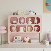 沐上奶油风多巴胺彩色格子置物架卧室桌面客厅台面展示收纳杯架