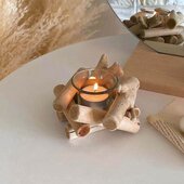 疗愈摆件治愈情绪小工位艺术高级玄关桌子装 饰品奶油风日系侘寂木