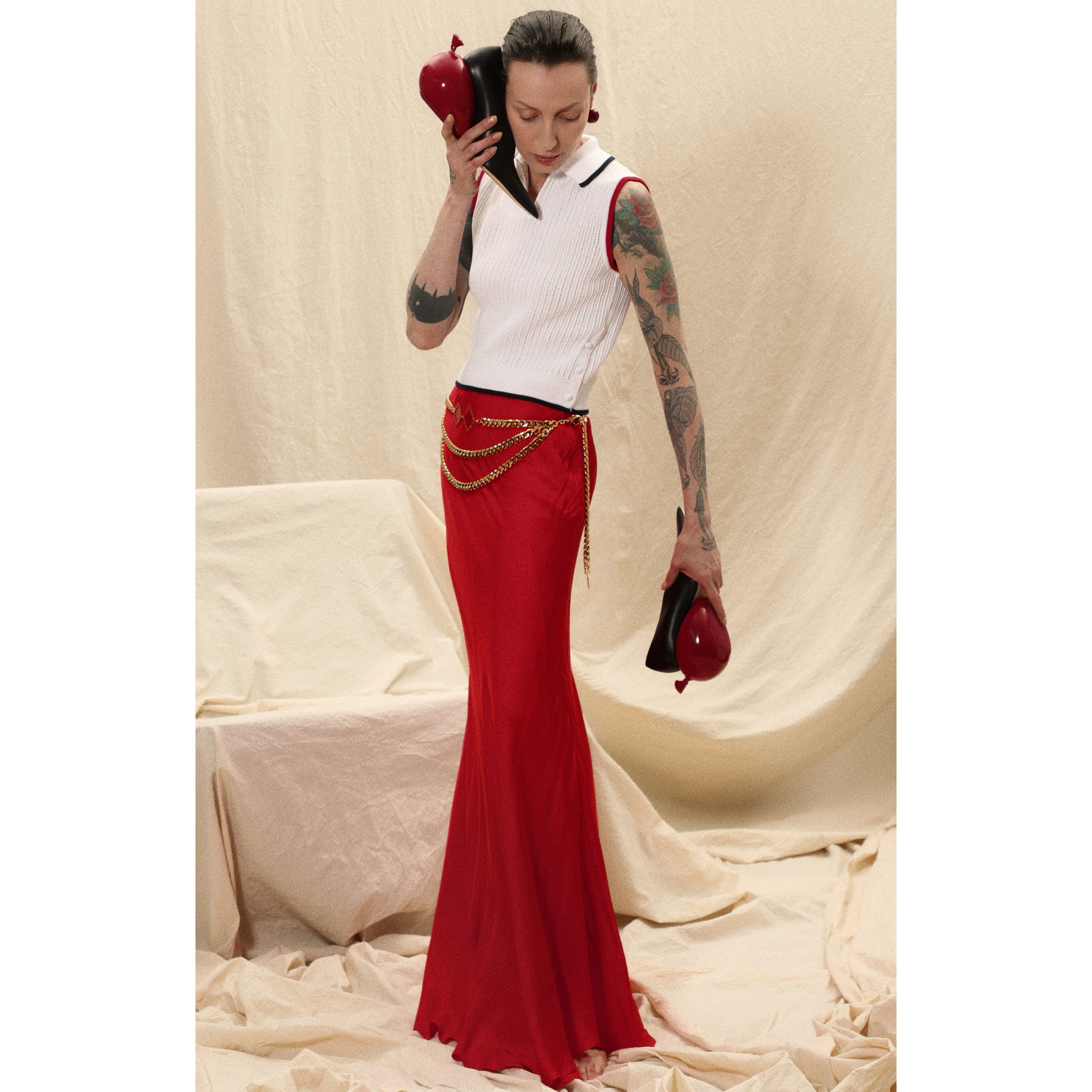 NOMAHUO老派摩登精致复古红鱼尾中长款半身裙,女装/女士精品,半身裙,淘宝优惠券,粉丝福利购,淘宝优惠卷