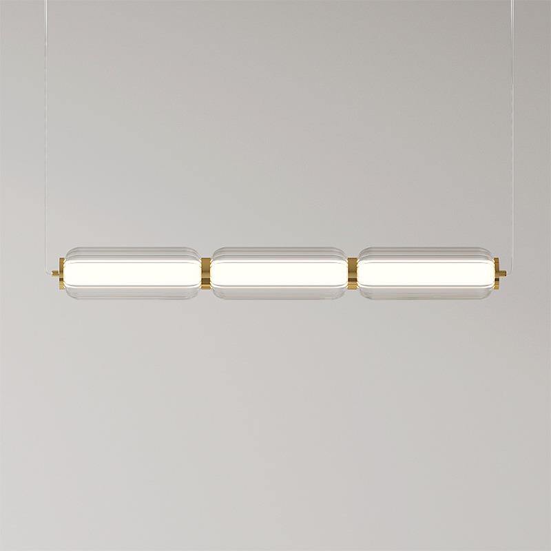 设计师款样板房餐厅吧台岛台茶室简约轻奢一字长条玻璃艺术吊灯