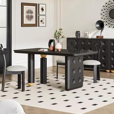 岩板餐桌长方形家用吃饭桌子北欧简约设计师黑色洽谈桌商用实木