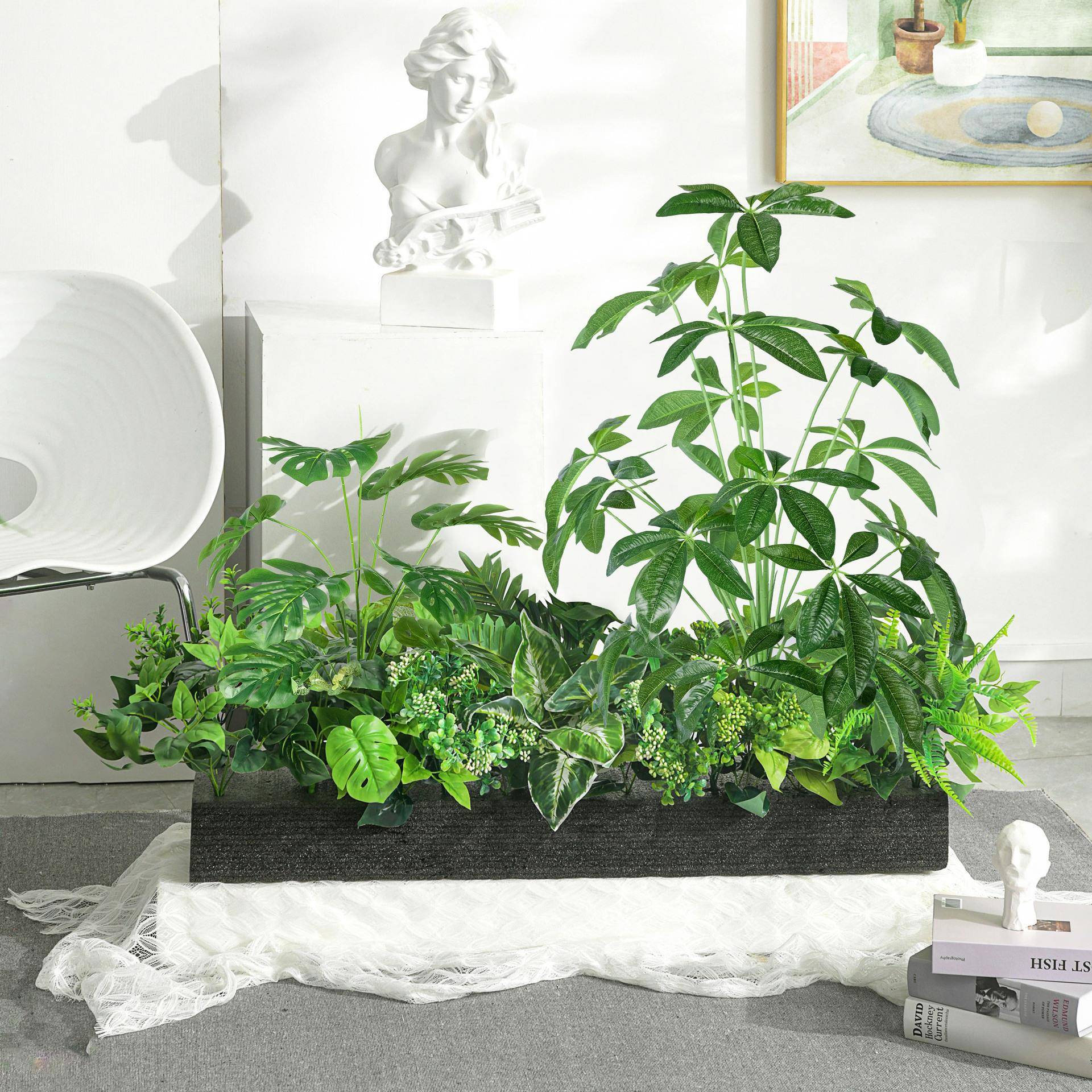 户外花箱仿真绿植造景组合商场橱窗造景仿真植物假绿植栅栏造景