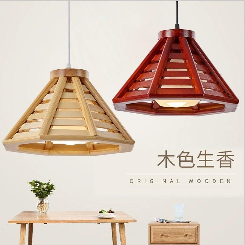 现代简约竹编木艺吊灯餐厅吧台饭店木头吊灯客栈阳台LED吊灯