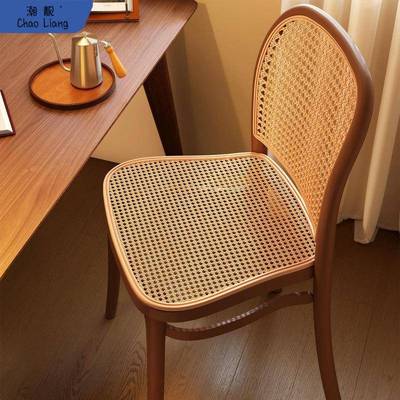 塑料藤编椅子靠背椅家用加厚餐椅中古仿实木餐桌凳子吃饭户外商无