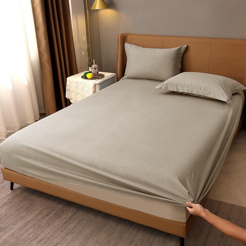 加厚磨毛纯棉床笠单件全棉床单套2023新款床罩三件套床垫保护罩