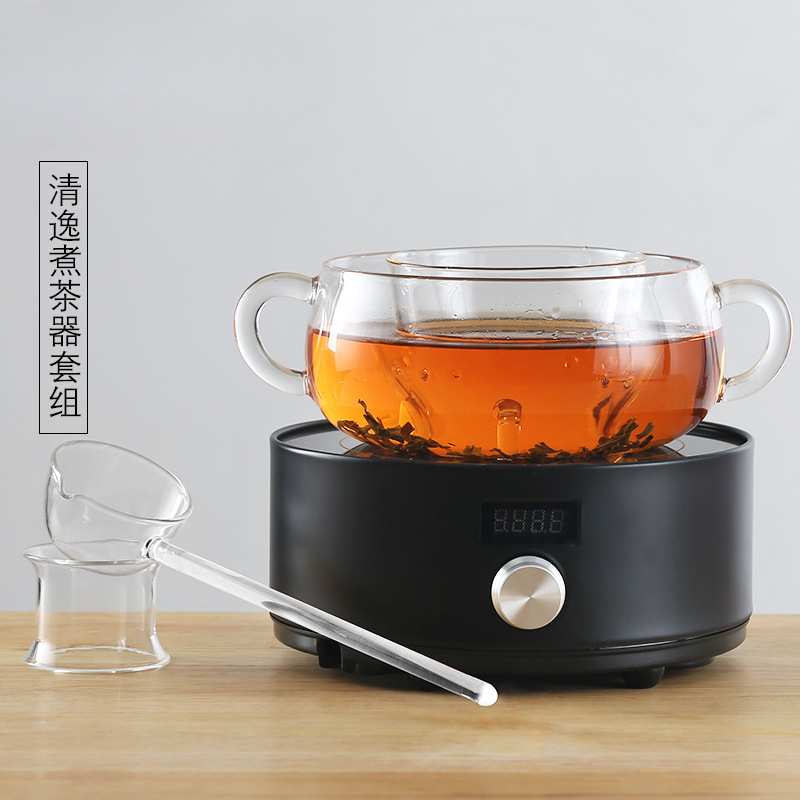高硼硅玻璃煮茶碗老茶黑茶煮茶器泡茶碗茶道电陶炉分茶器茶勺