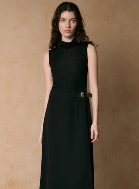 【新年5折礼】VER TOW黑色通勤一片式皮带扣半身裙高级感气质显瘦