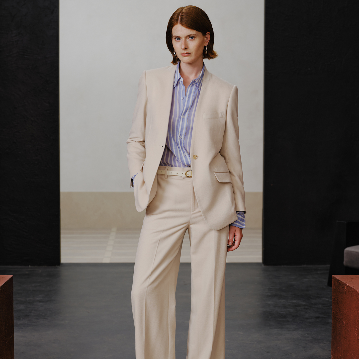 VERTOW奶油白羊毛西装套装