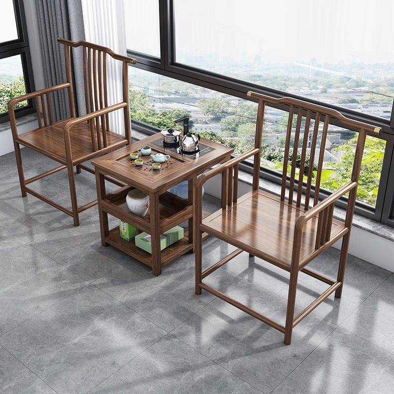 实木中式小茶台阳台茶桌椅组合围椅三件套客厅小型茶几茶水柜古风