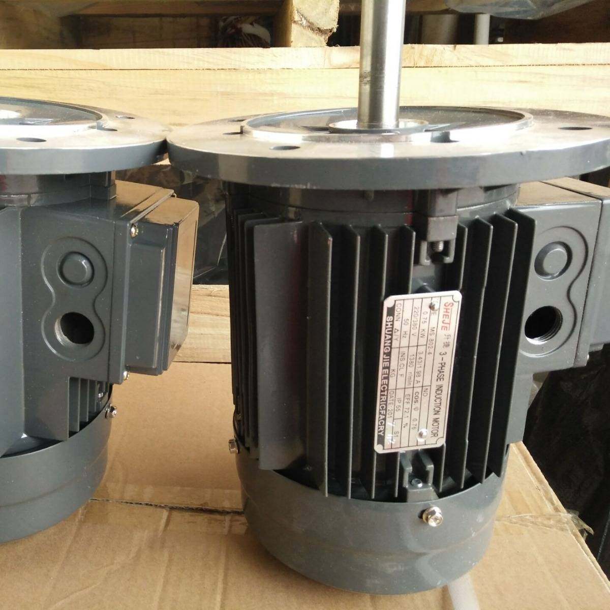 烤箱专用电机SHEJE升捷长轴铝壳电机MS802-4 0.75KW 4P 轴长150/2