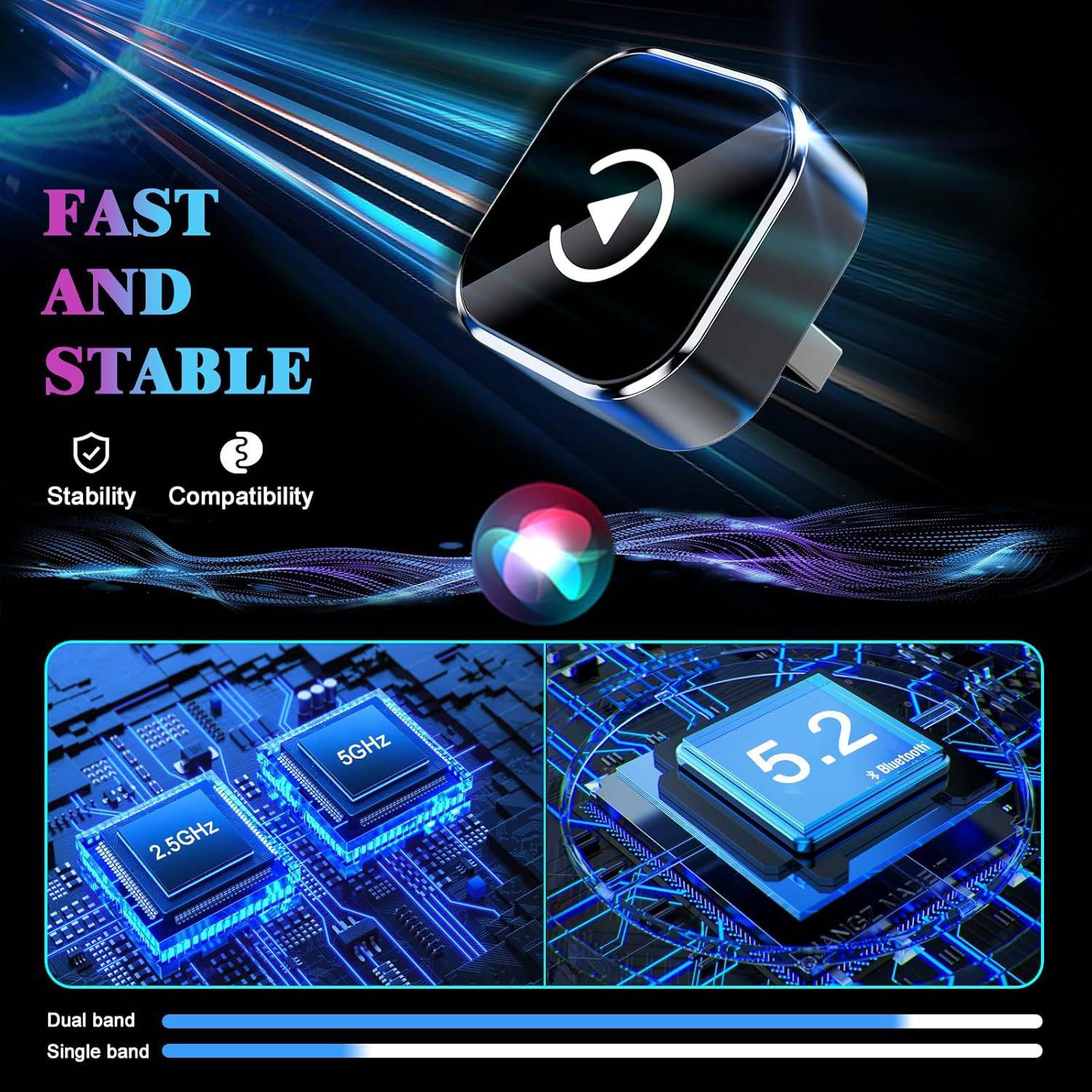 跨境热销carplay智能便携车载互联盒子安卓2in1有线转无线carplay