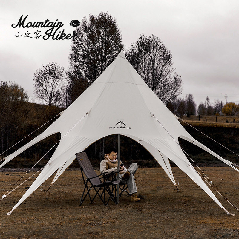 户外六角燕尾遮阳天幕帐篷野餐沙滩营地凉棚防风雨防晒多人沙滩帐