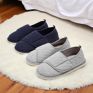 2025春夏季纯棉包跟月t子鞋女产后防滑保暖老人脚肿魔术贴厚底棉