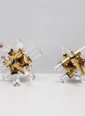 现代轻奢亚克力金属魔方金属十字架摆件样板房家居客厅玄关装饰品