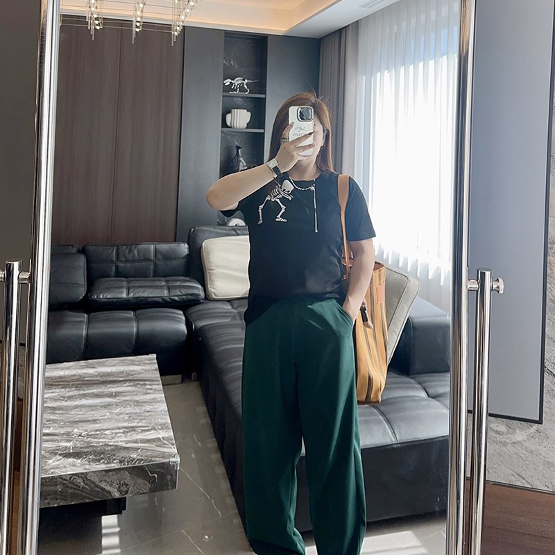 大码女装胖mm春装夏装2024年松紧腰高腰长裤宽松阔腿遮肉西装裤子