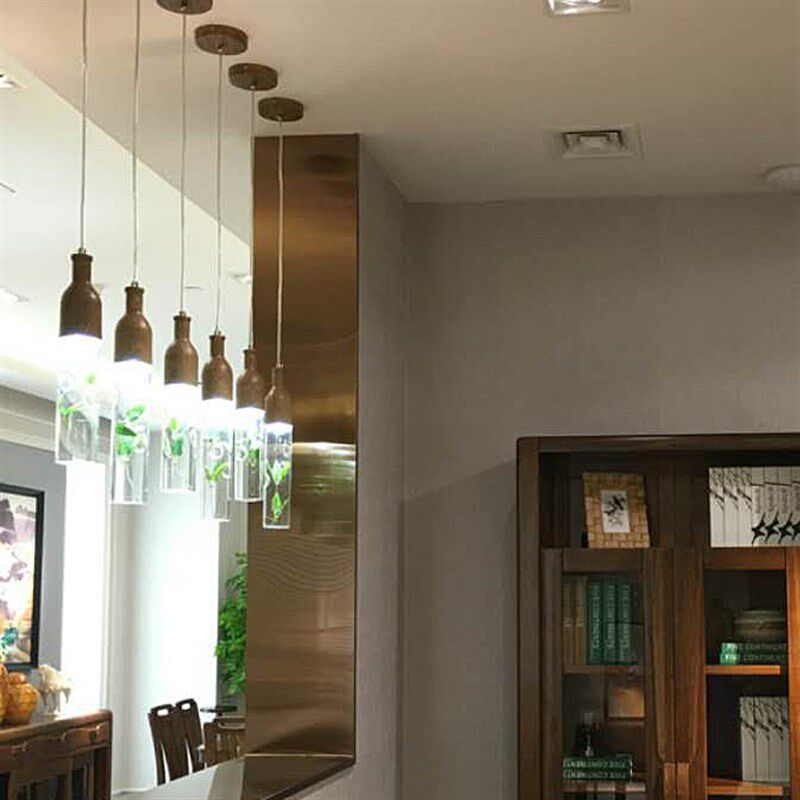 创意餐厅吊灯植物单头个性现代简约吧台过道餐厅灯北欧玻璃餐吊灯