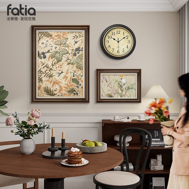 美式餐厅装饰画法式复古油画欧式客厅背景墙小众组合壁画2025新款