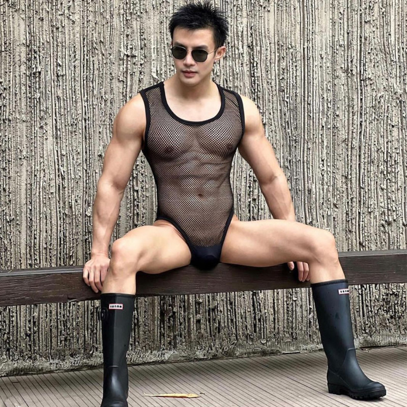 男士背心紧身网纱棉无痕吊带跨栏运动内穿内衣上身打底衫男潮夏