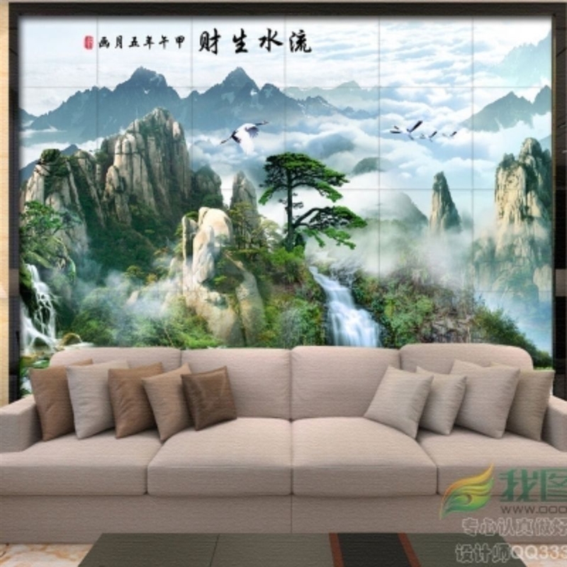 现代简约立体艺术3d瓷砖背景墙B高温微晶石中式客厅电视墙砖迎客