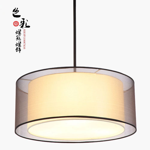 现代简约羊皮美式餐厅吊灯u客厅卧室中式灯圆形麻将馆咖啡吧台灯