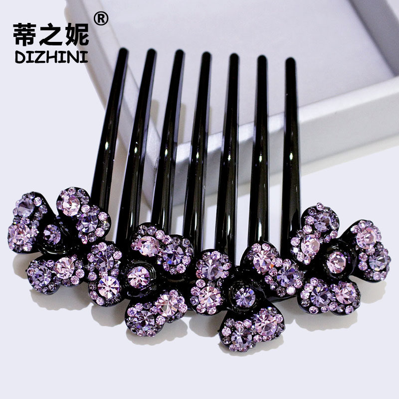 插梳盘发器韩国发饰水钻发梳发夹后脑勺头饰妈妈盘发夹子发簪卡子