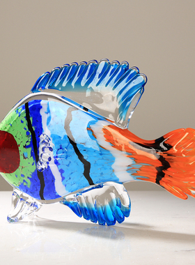 轻奢琉璃热带鱼彩色动物摆件桌面玻璃手工艺品客厅玄关装饰品送礼