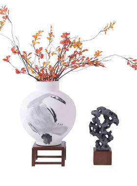 新中式轻奢时尚彩样板间博古架书房摆设禅意潮流饰品工艺品摆件