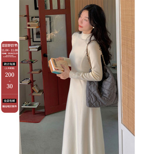 2023冬季 显瘦针织洋装 收腰百搭打底裙长裙 半高领修身 Haze禾枝