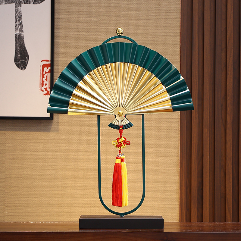 新中式摆件客厅桌面玄关电视柜家居装饰品创意扇子乔迁新居之礼品
