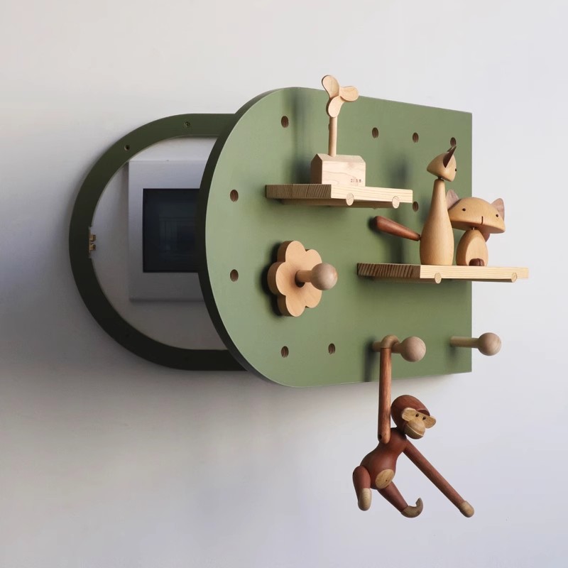 北欧风电表箱装饰画洞洞板置物架玄关壁挂收纳层架多媒体弱电箱遮