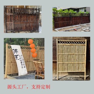 日式庭院竹篱笆围栏花园竹门室内外竹屏风隔断装饰别墅小院护栏