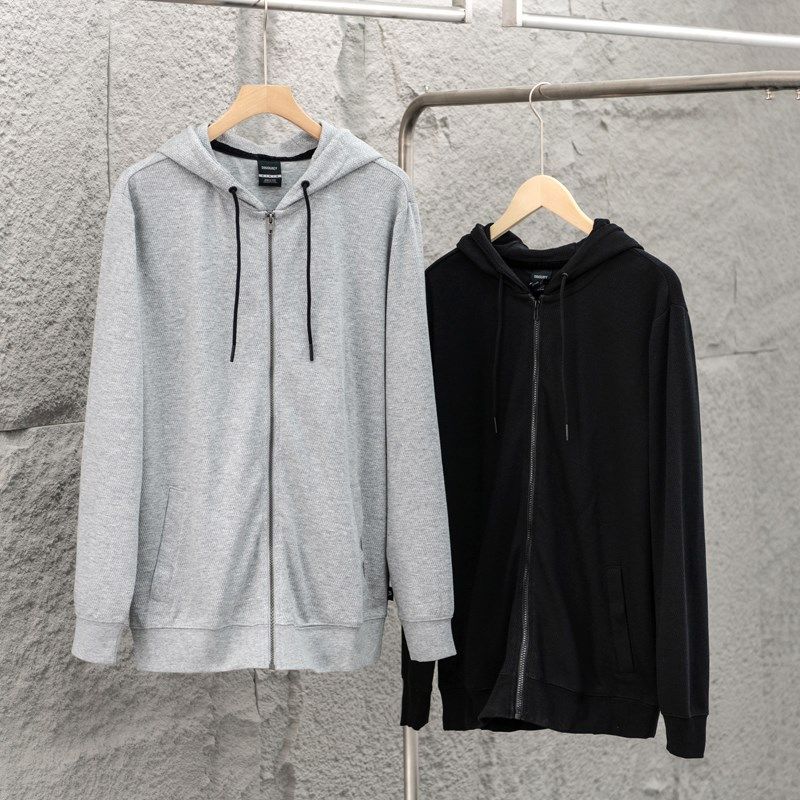 实穿好货!基础百搭!欧单春季男士简约连帽运动休闲卫衣开衫外套