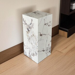 哑光岩板底座雕塑台简约现代客厅玄F关电视柜旁摆件大理石花盆底