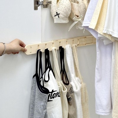 可伸缩抽拉挂钩免打孔衣柜内衣文胸吊带衣服挂架缝隙夹缝一排粘钩