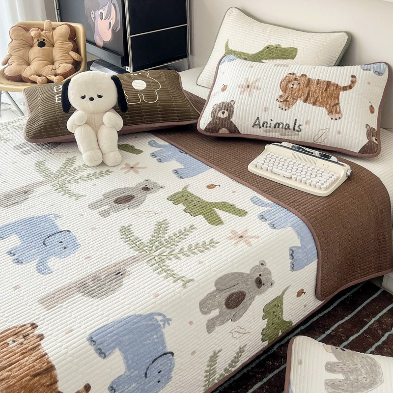 定制卡通儿童榻榻米床盖三件套双面纯棉加厚夹棉绗缝水洗全棉床单