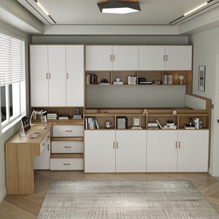 儿童房间a小户型榻榻米床男女孩学习转角书桌衣柜床一体组合半高