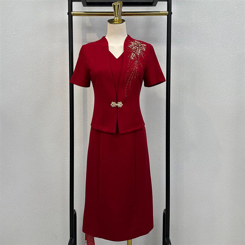 喜婆婆婚宴装2025新款夏季结婚妈妈礼服高贵假两件丈母娘旗袍礼服